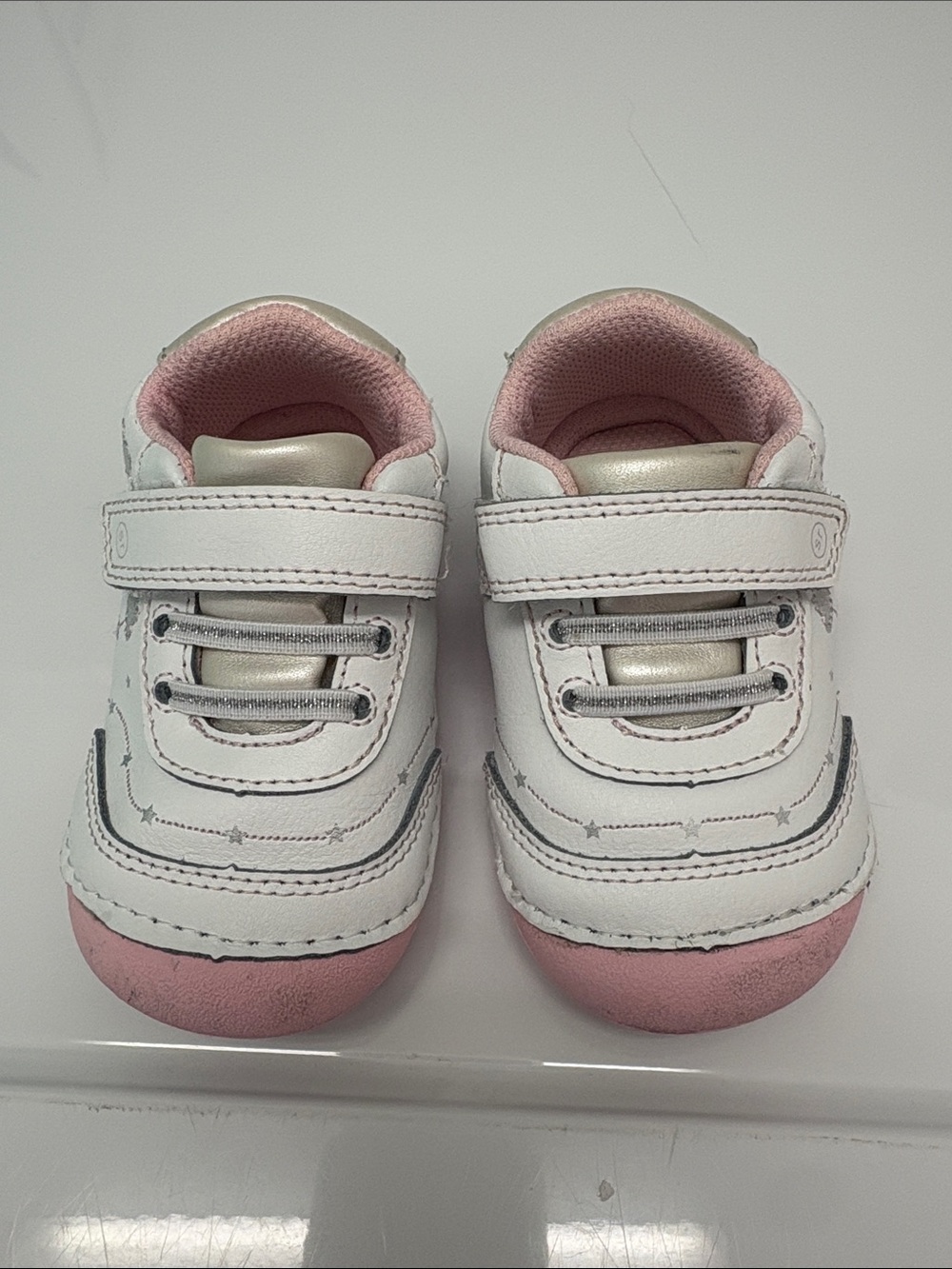 Toddler Girls White and Pink stride rite Sneakers - Picture 2 of 5